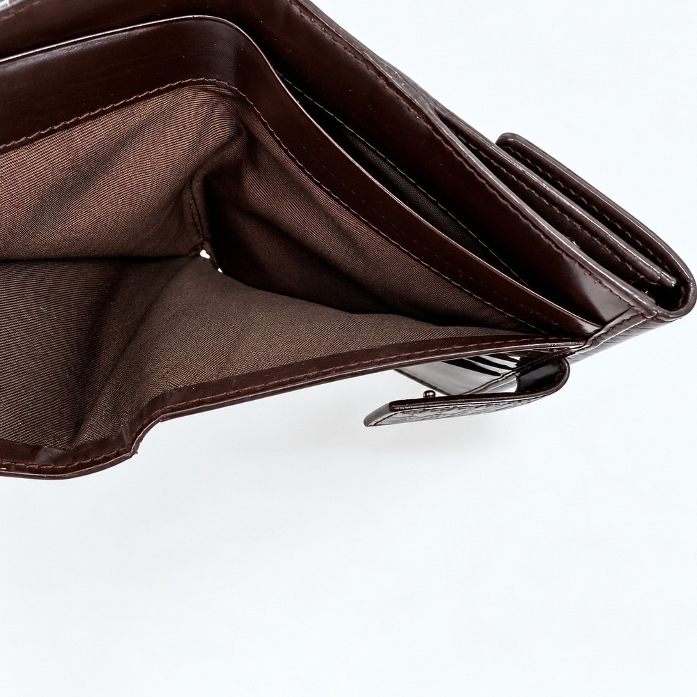 Fendi Bifold Wallet Unisex Brown Zucca Monogram Patent Leather Luxury Italy - Picture 9 of 12